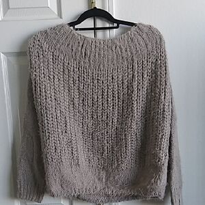 NWOT. Soft & Fuzzy Knit Sweater - Taupe